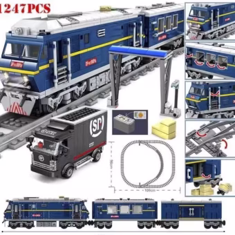 mnv,vn,mfh,vh City Postzug aus Bausteinen mit Antrieb 1247 Teile